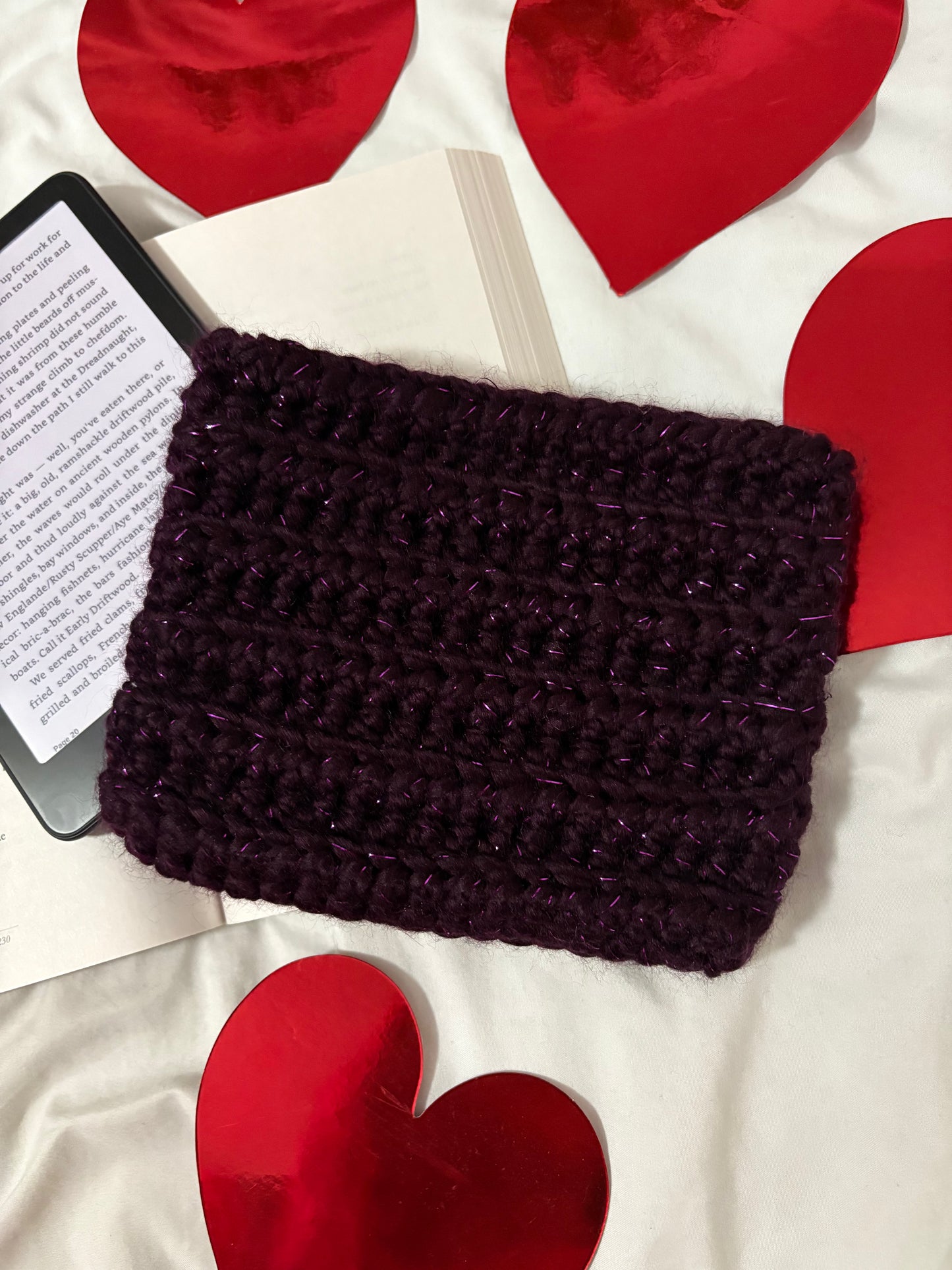 Purple Sparkle Crochet Kindle Sleeve