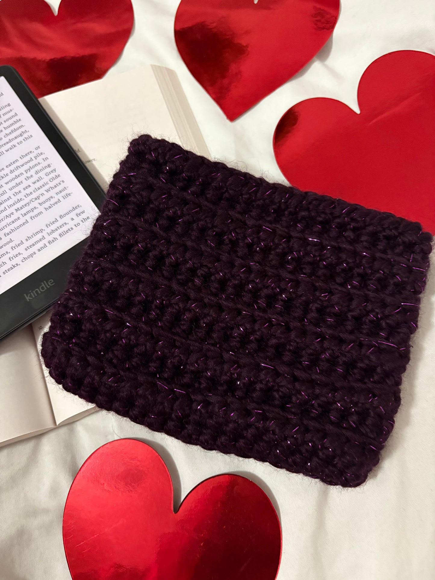 Purple Sparkle Crochet Kindle Sleeve