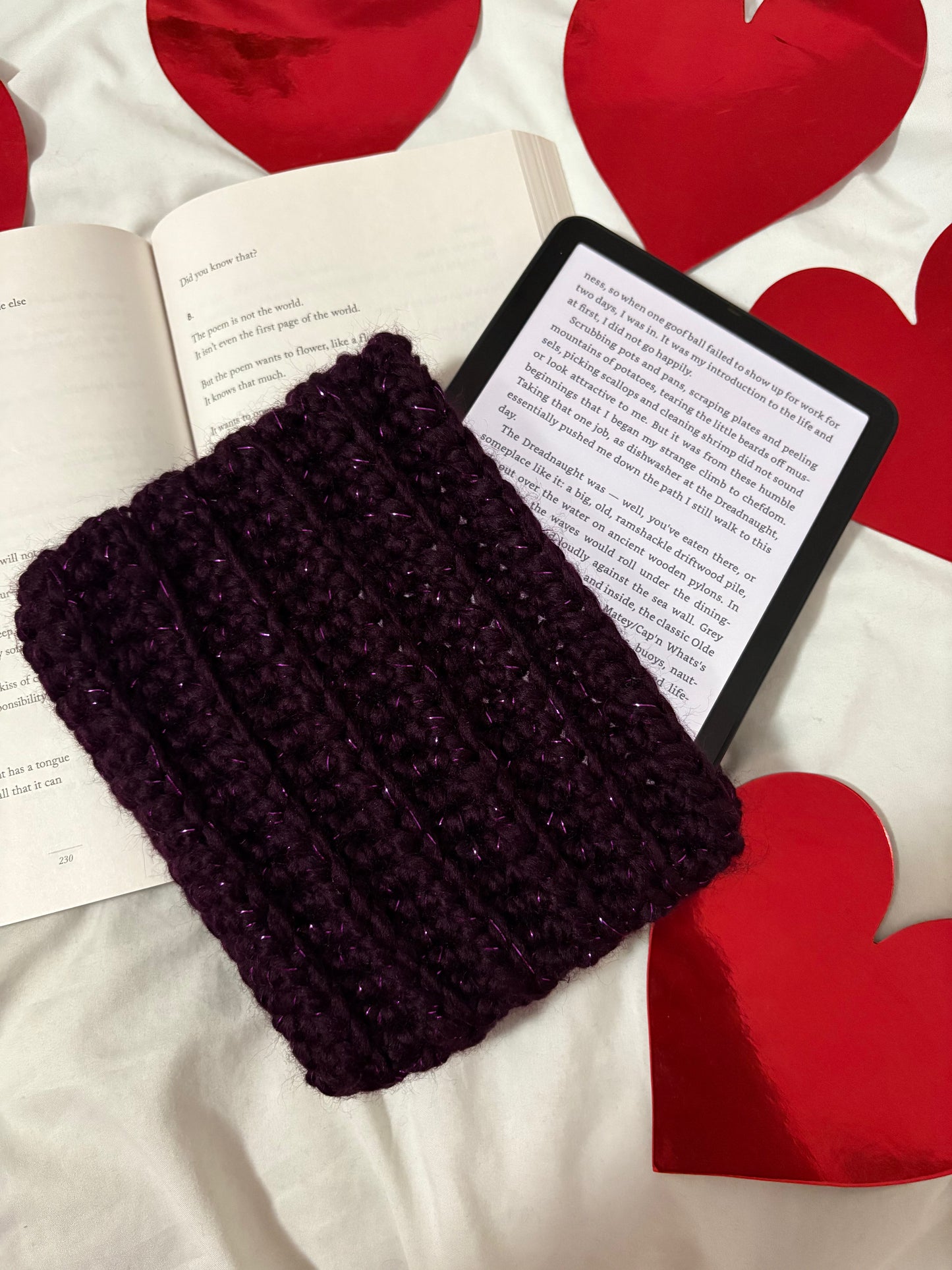 Purple Sparkle Crochet Kindle Sleeve