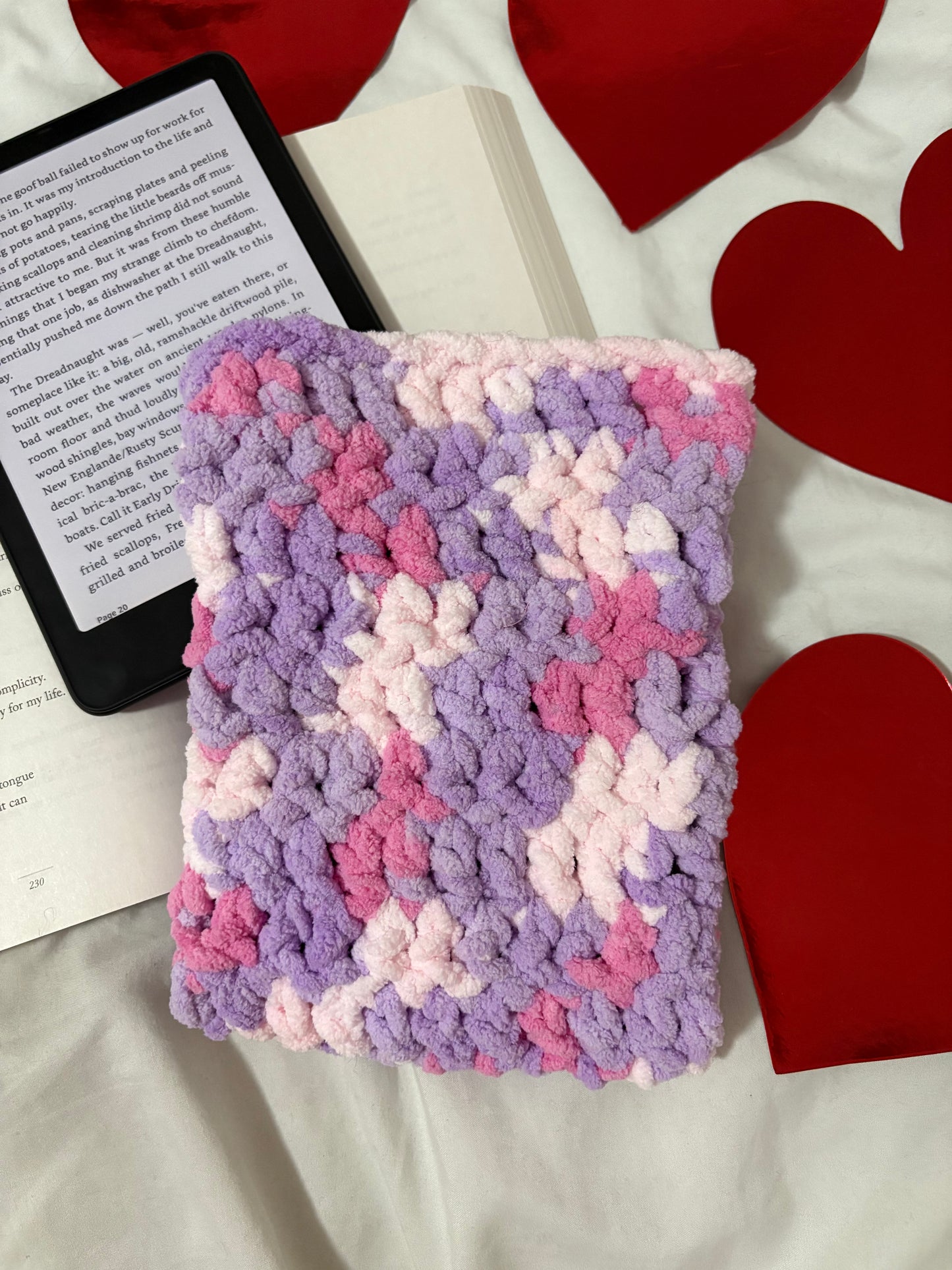 Valentines Fluff Crochet Kindle Sleeve