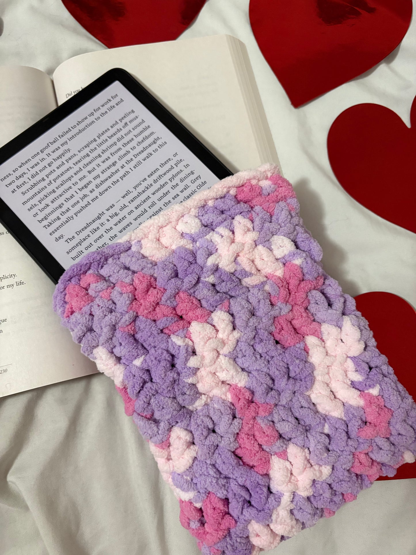 Valentines Fluff Crochet Kindle Sleeve