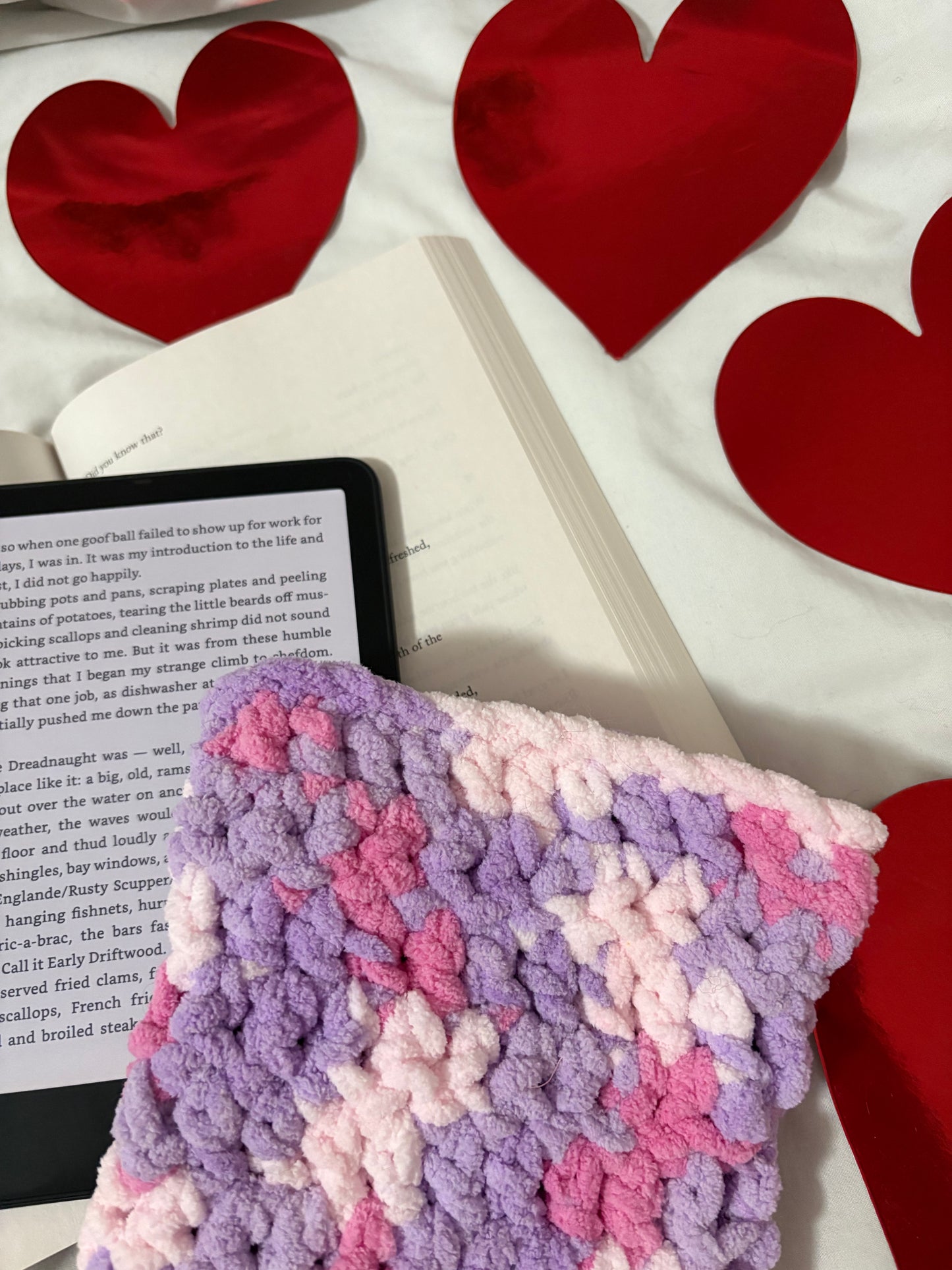 Valentines Fluff Crochet Kindle Sleeve