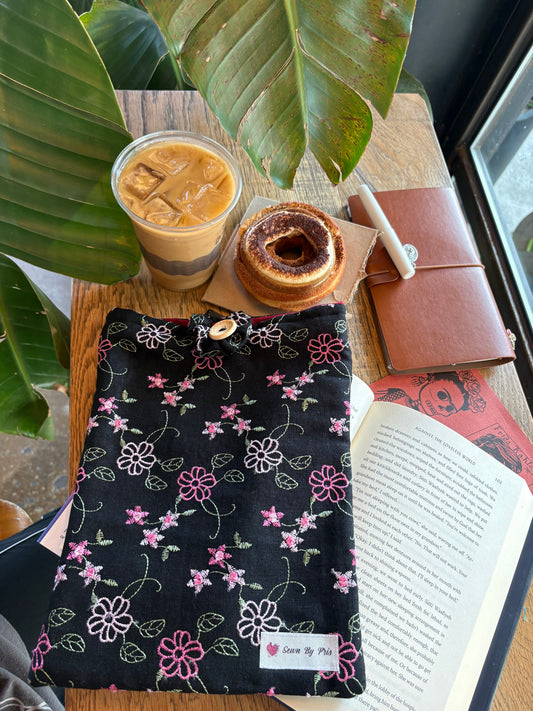 Black Floral Book Sleeve