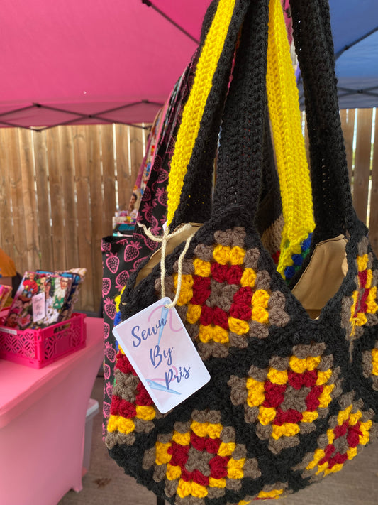 Autumn Granny Square Crochet Tote