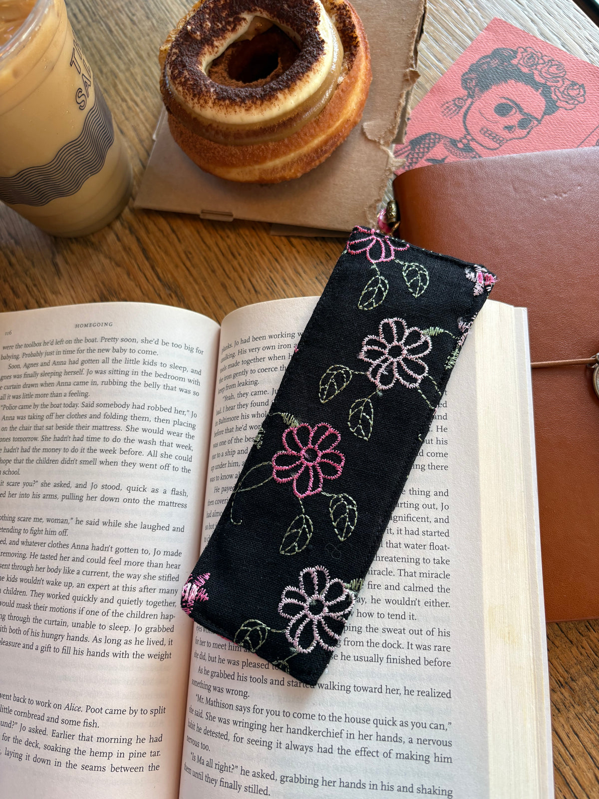 Black Floral Bookmark