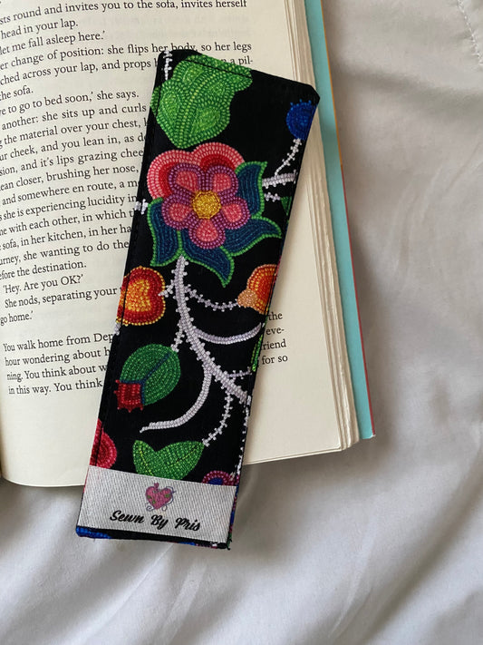 Black Floral Beadwork Bookmark