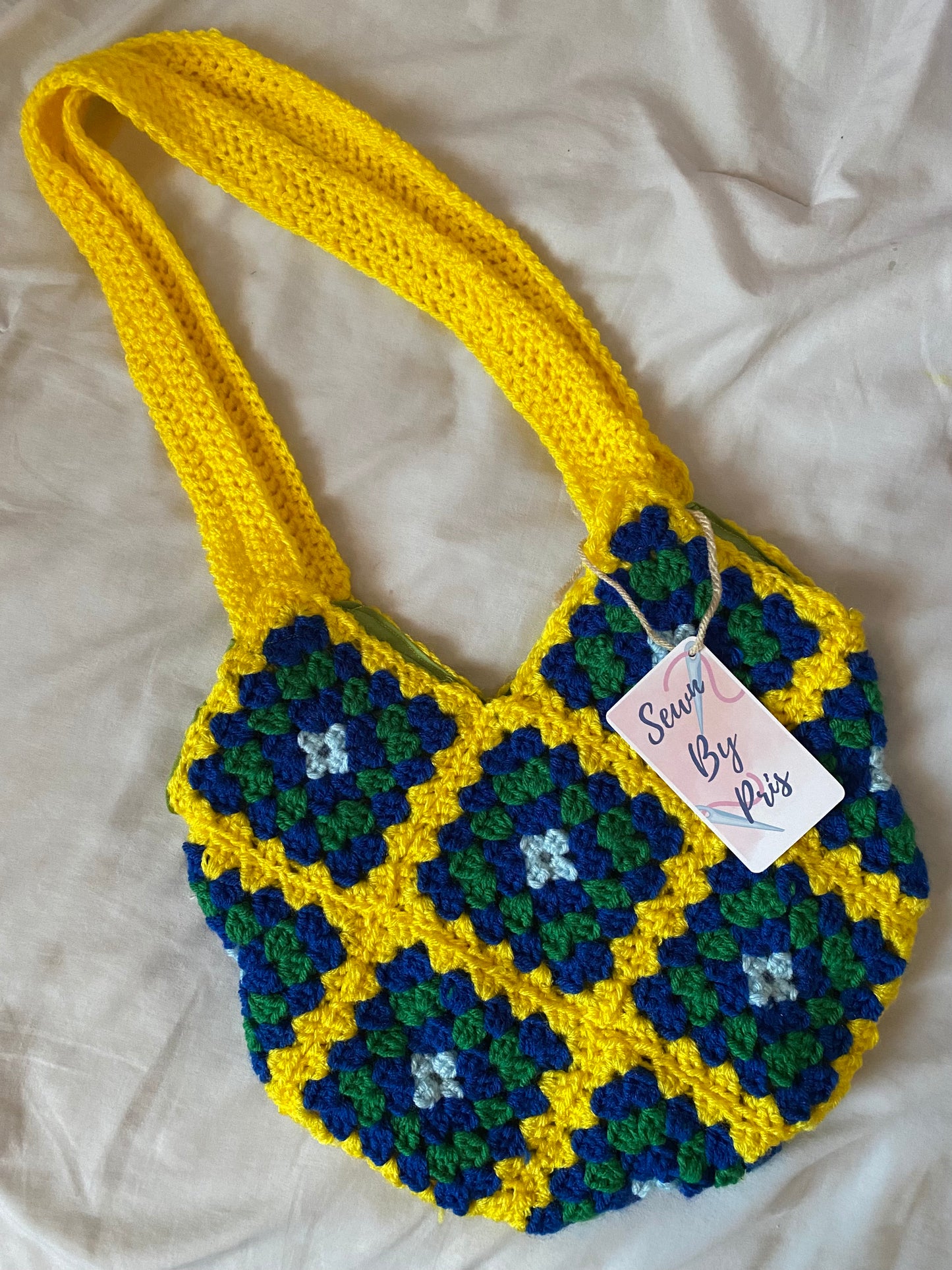 Lemon Drop Granny Square Crochet Tote